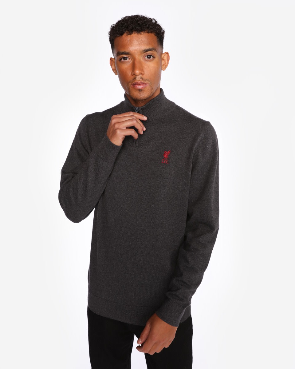 LFC Strickpullover aus Baumwolle mit Viertelreißverschluss Anthrazit - Image 4