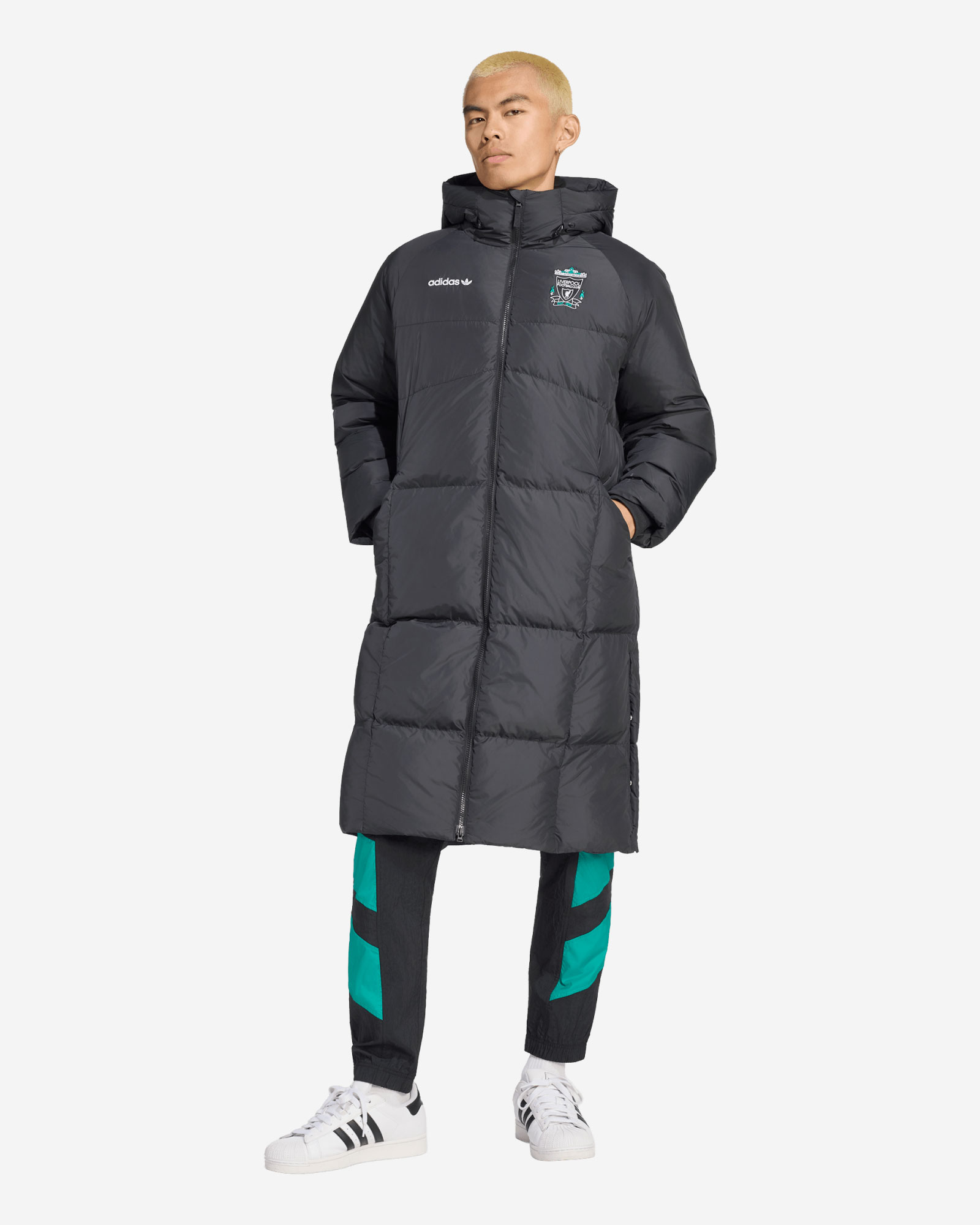 LFC adidas Mens EQT Down Coat Black - Image 1