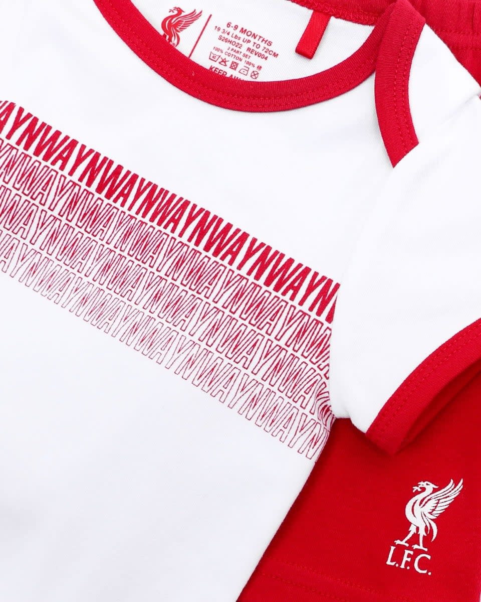LFC Baby Bodysuit & Shorts Sæt Hvid & Rød - Image 4