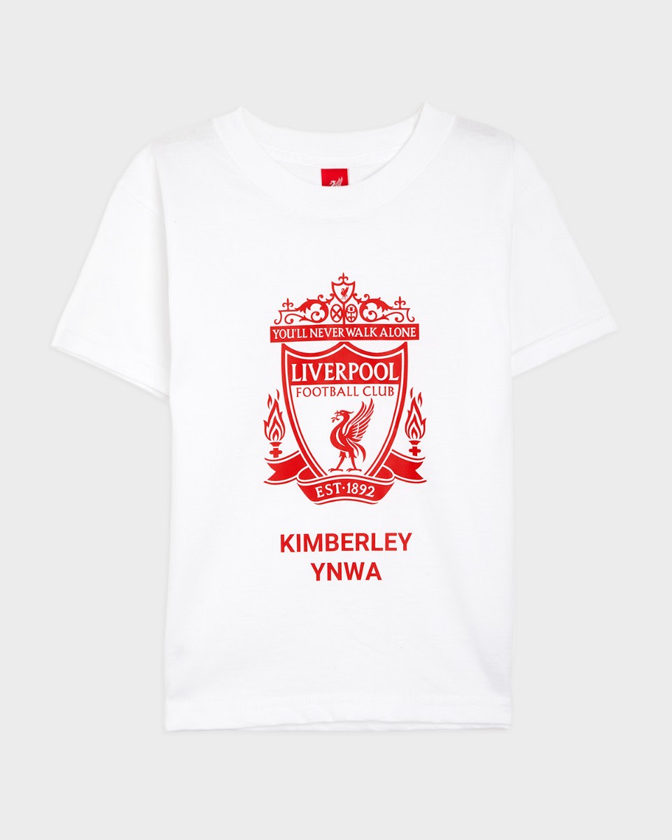 LFC Junior Red Crest Personalised White Tee - Image 2