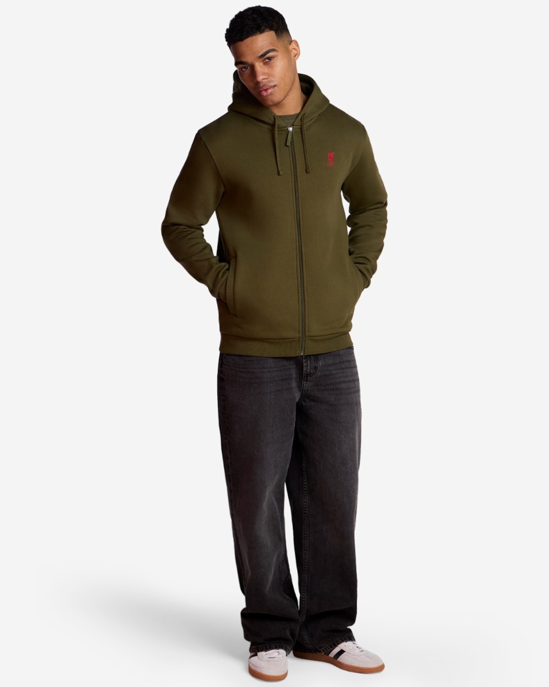 Sudadera con capucha y cremallera LFC para hombre, color caqui - Image 4