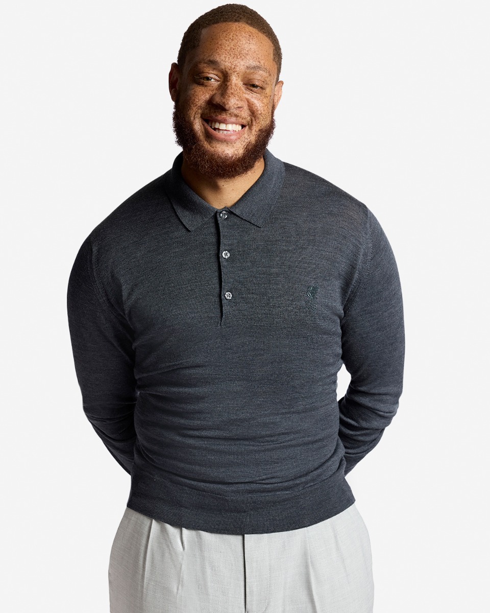 LFC X John Smedley Extra Fine Merino Wool Charcoal Mens Long