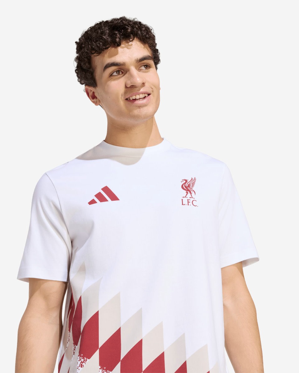 เสื้อยืดลายกราฟิกผู้ชาย 26/27 สนามกีฬา LFC adidas สีขาวและสีน้ำตาลแอคทีฟ - Image 4