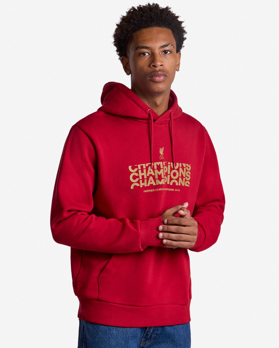 LFC Mens Champions Text Hoody Red - Image 1