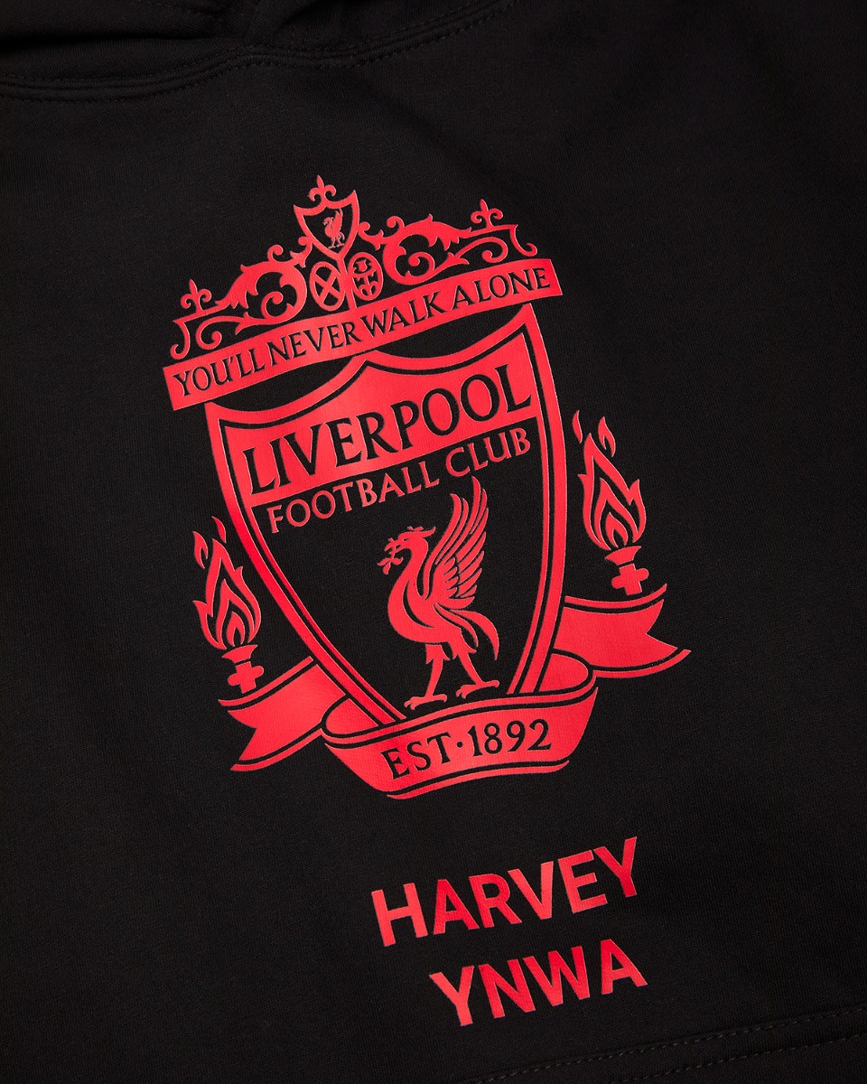 LFC Red Crest Personalised Black Hoody - Image 4