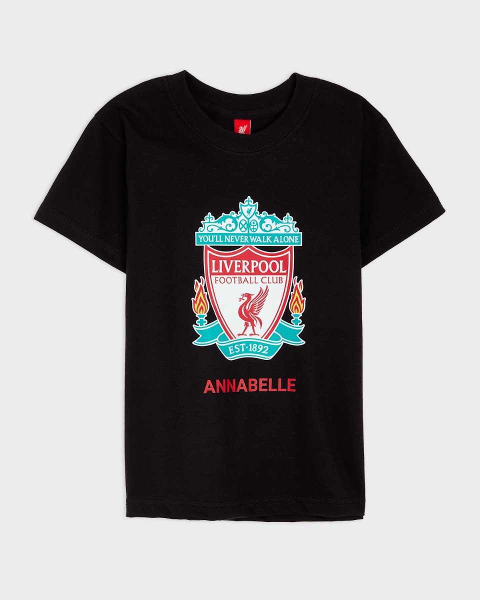 LFC Junior Crest Personalised Black Tee - Image 2