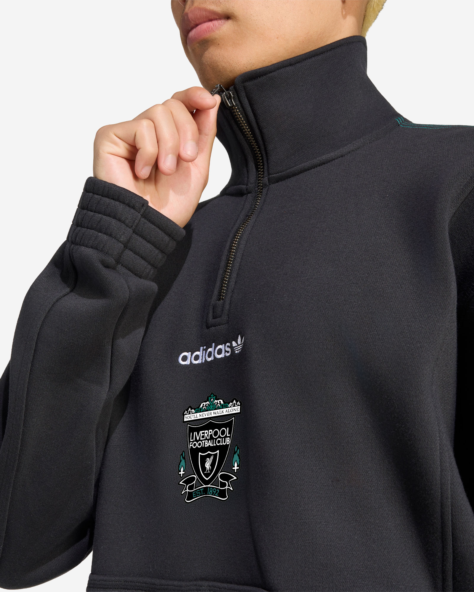 LFC adidas Mens EQT Half Zip Top Black - Image 4