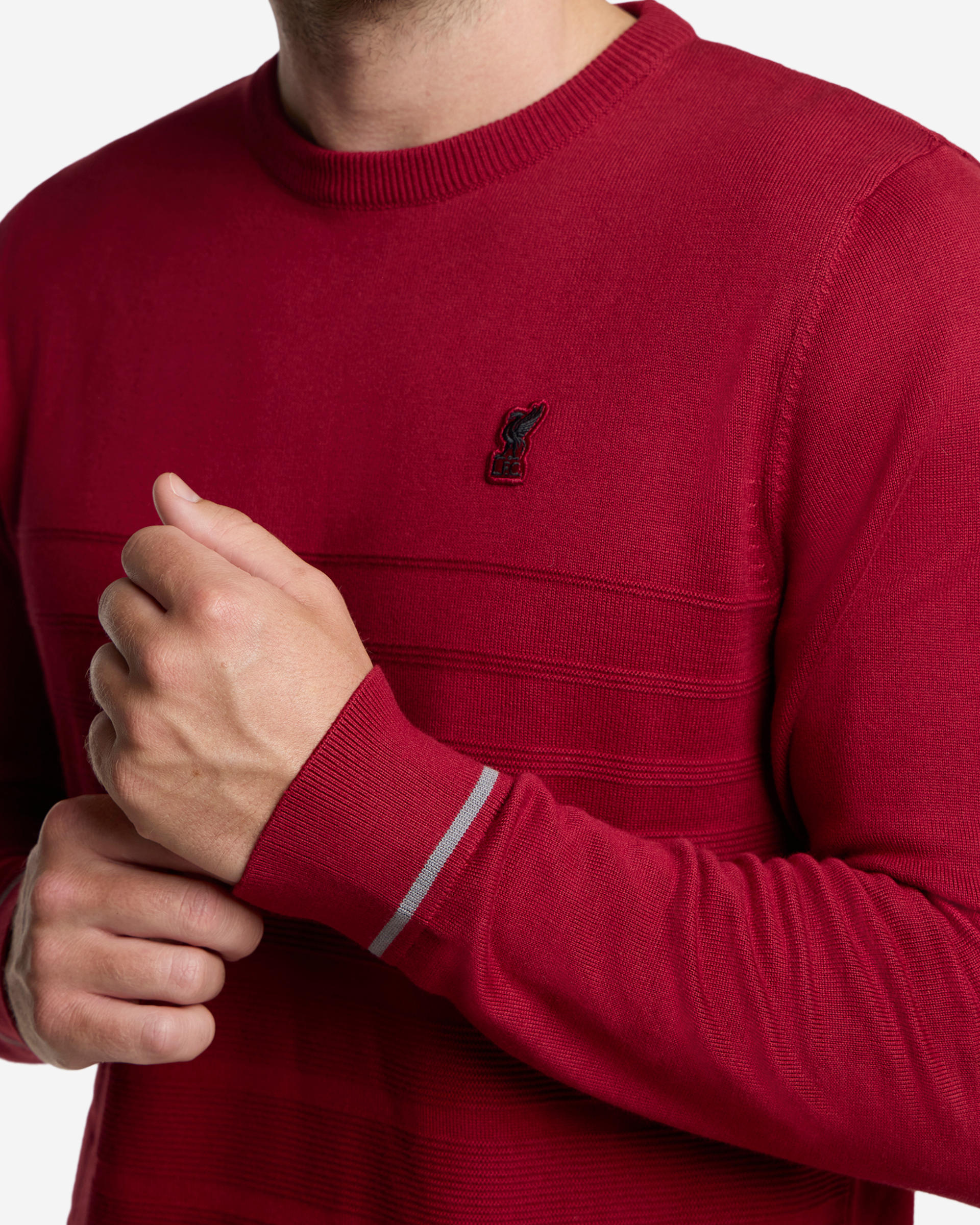 LFC Firma เสื้อสเวตเตอร์คอครีมบุรุษถักสีแดง - Image 4