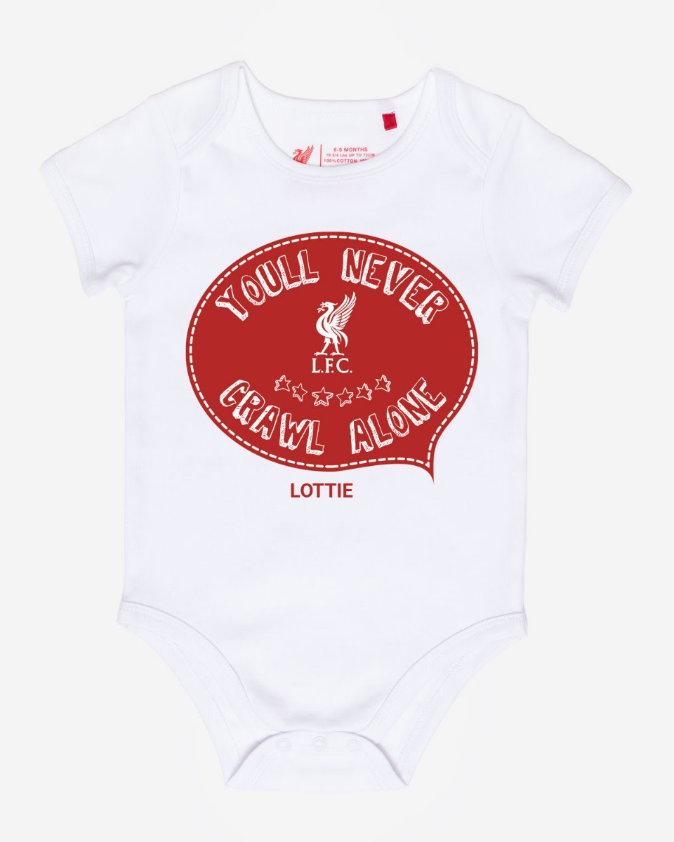 LFC 베이비 퍼스널라이즈드 절대 혼자 기어다니지 않을거야 바디수트 화이트 - Image 1
