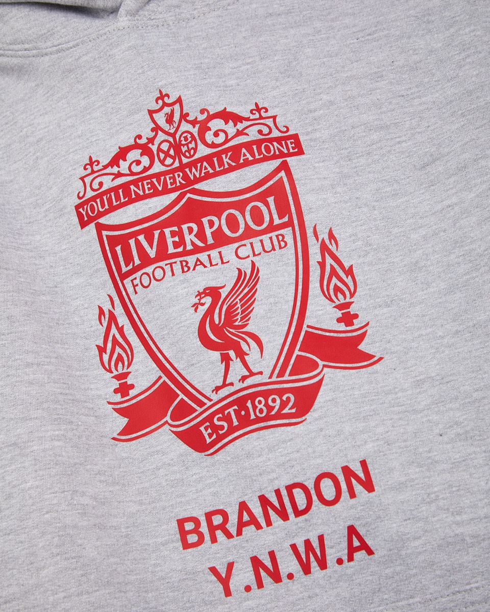 LFC Red Crest Personalised Grey Hoody - Image 4