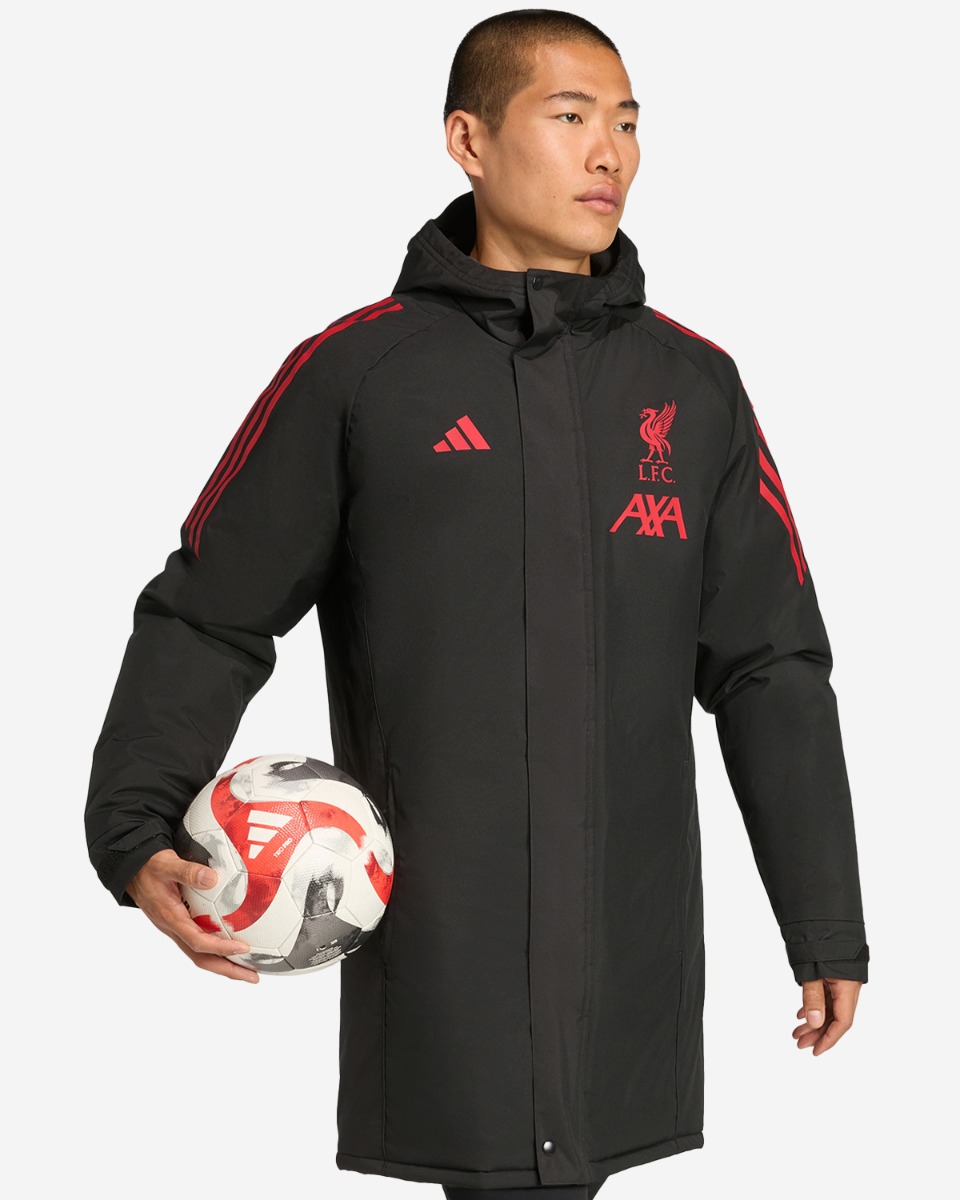  Liverpool FC ベンチコートOサイズ LFC adidas Mens 25/26 Domestic Long Match Day Jacket Black