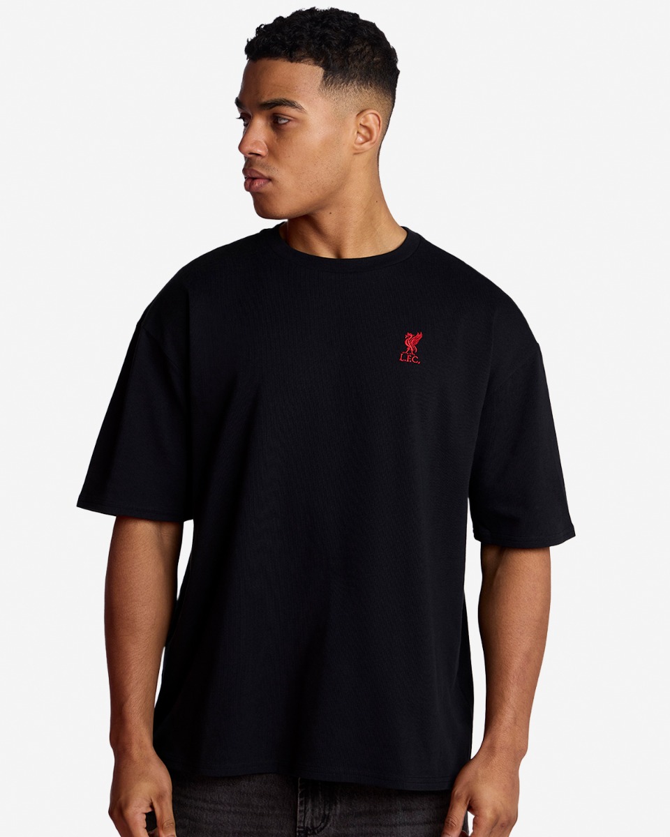 LFC Mens Liverbird Emblem Oversized Tee Black - Image 1