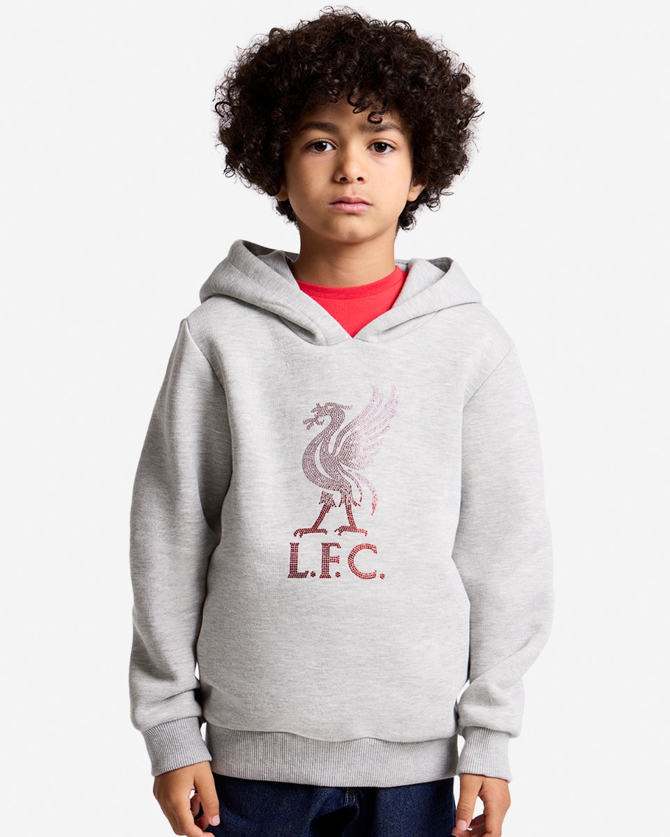 LFC Juniors Diamenté Liverbird Hoodie Grey - Image 1