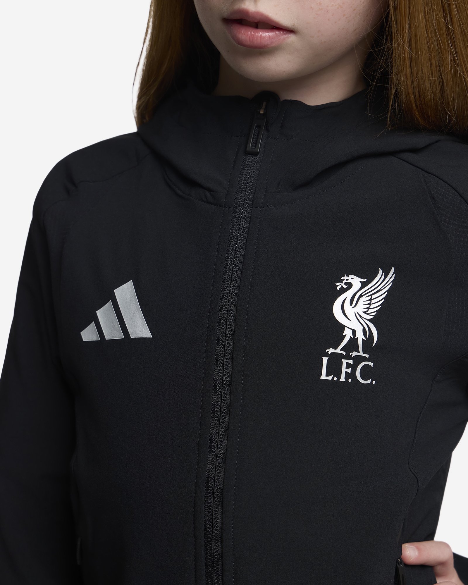 LFC adidas Youth Tiro Travel Full Zip Windbreaker Black