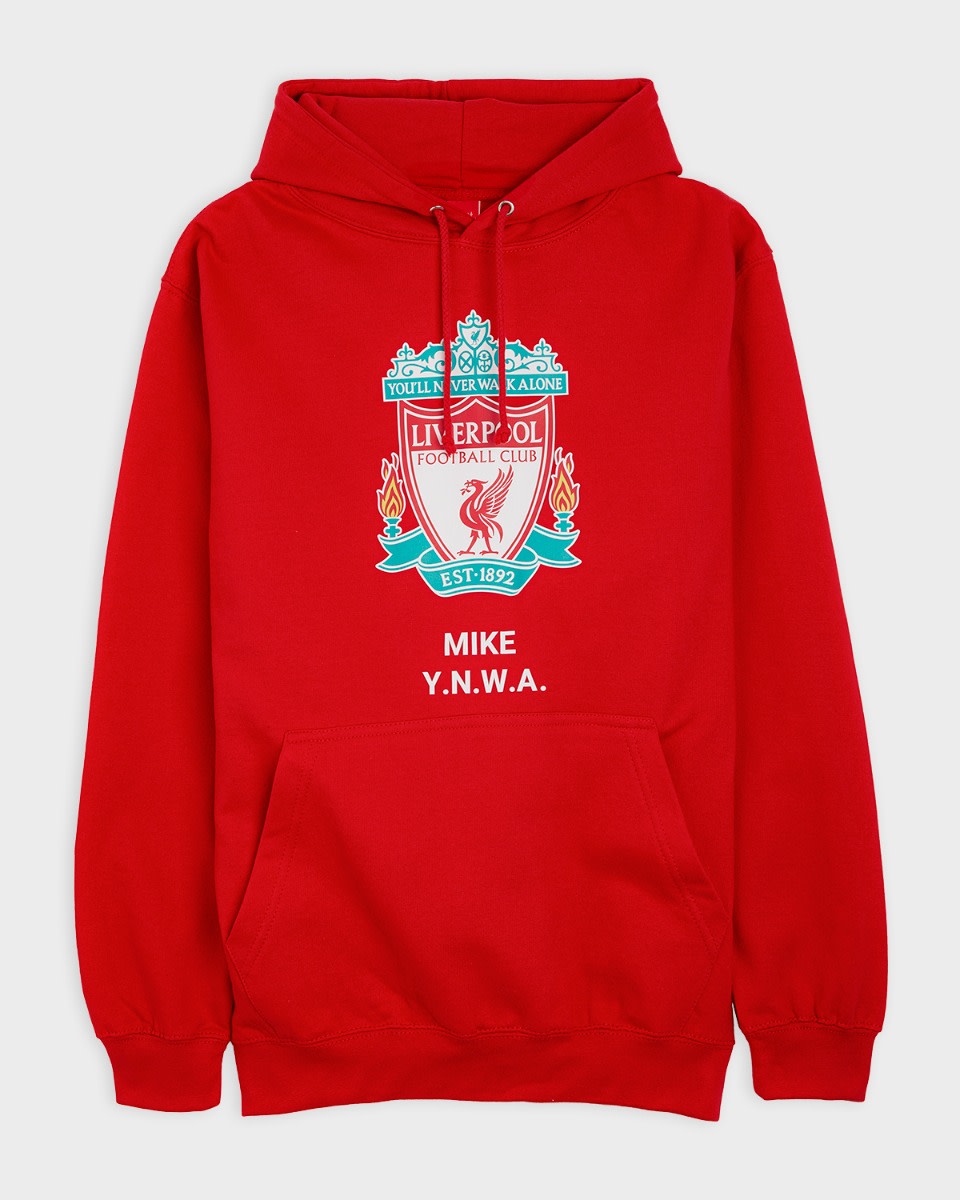 LFC Crest Personalisierbarer roter Kapuzenpulli - Image 2