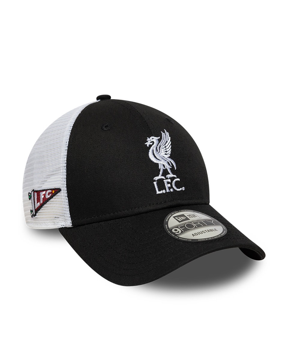 LFC New Era Adults 9FORTY Patch Liverbird Cap Black & White - Image 2