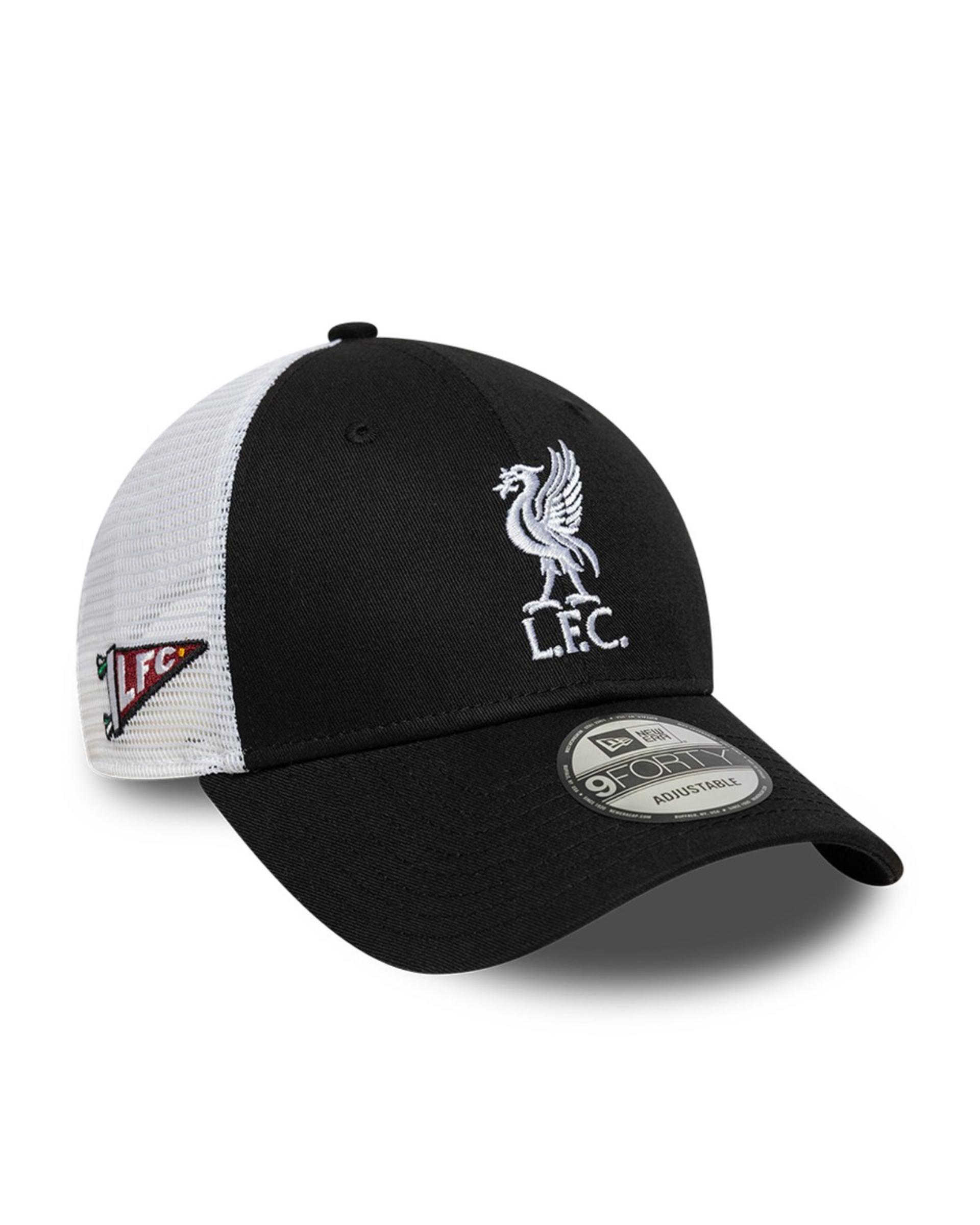 LFC New Era Adults 9FORTY Patch Liverbird Cap Sort & Hvid - Image 2