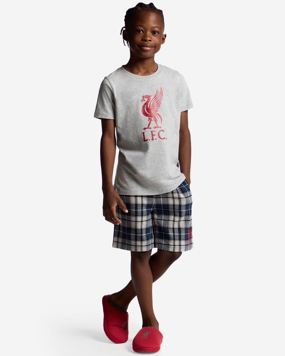 LFC Infants Check Shorts Pyjamas Set Grey - Image 1