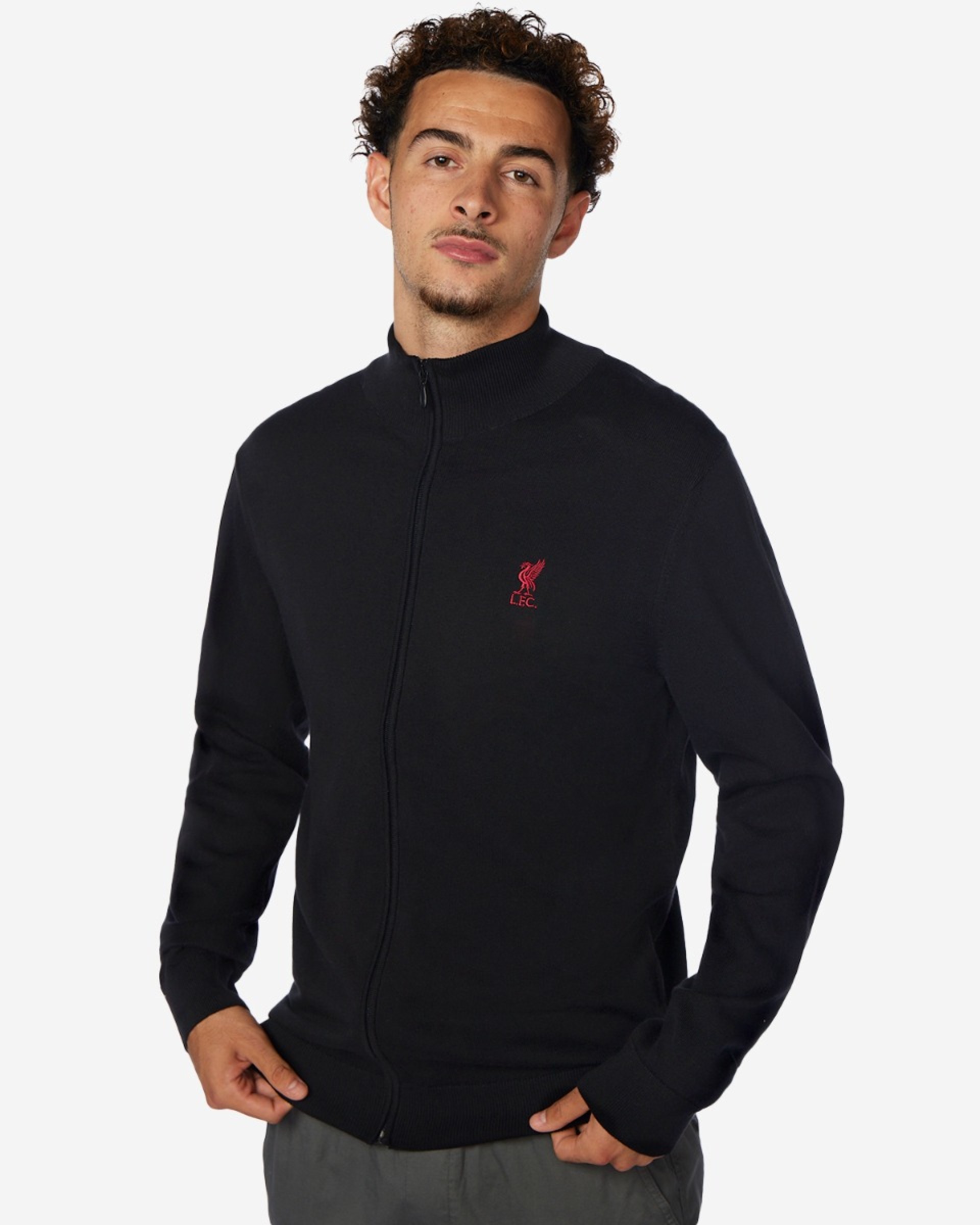 เสื้อแจ็คเก็ตสีดำถักซิปเต็มรูปแบบ LFC - Image 1