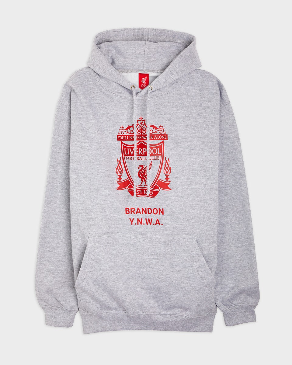 LFC Red Crest Personalised Grey Hoody - Image 2