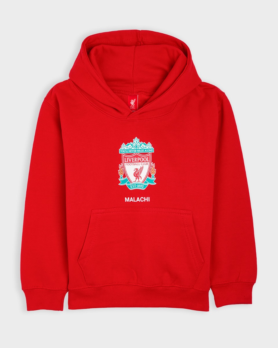 LFC Junior Crest Personalisierbarer roter Kapuzenpulli - Image 2