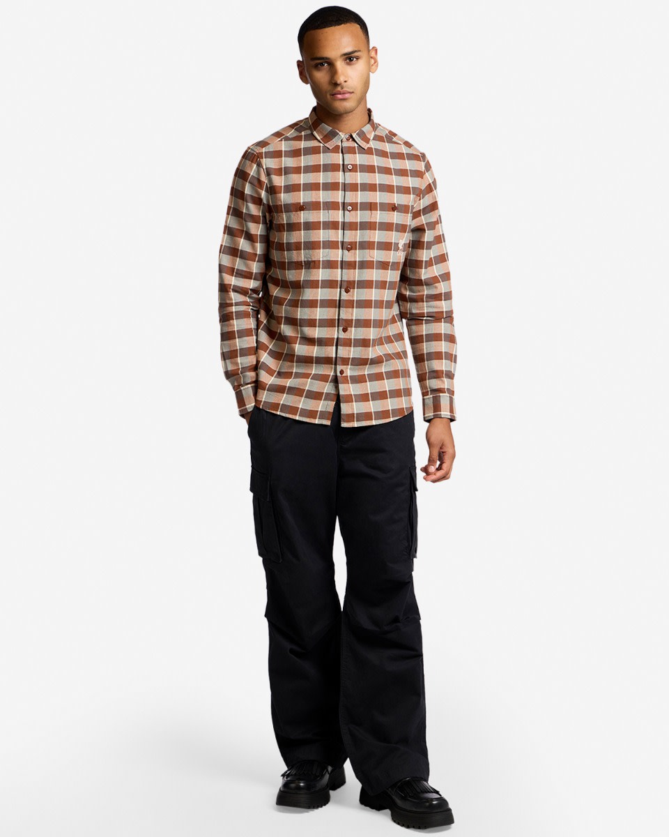 LFC Mens Check Shirt Brown - Image 3