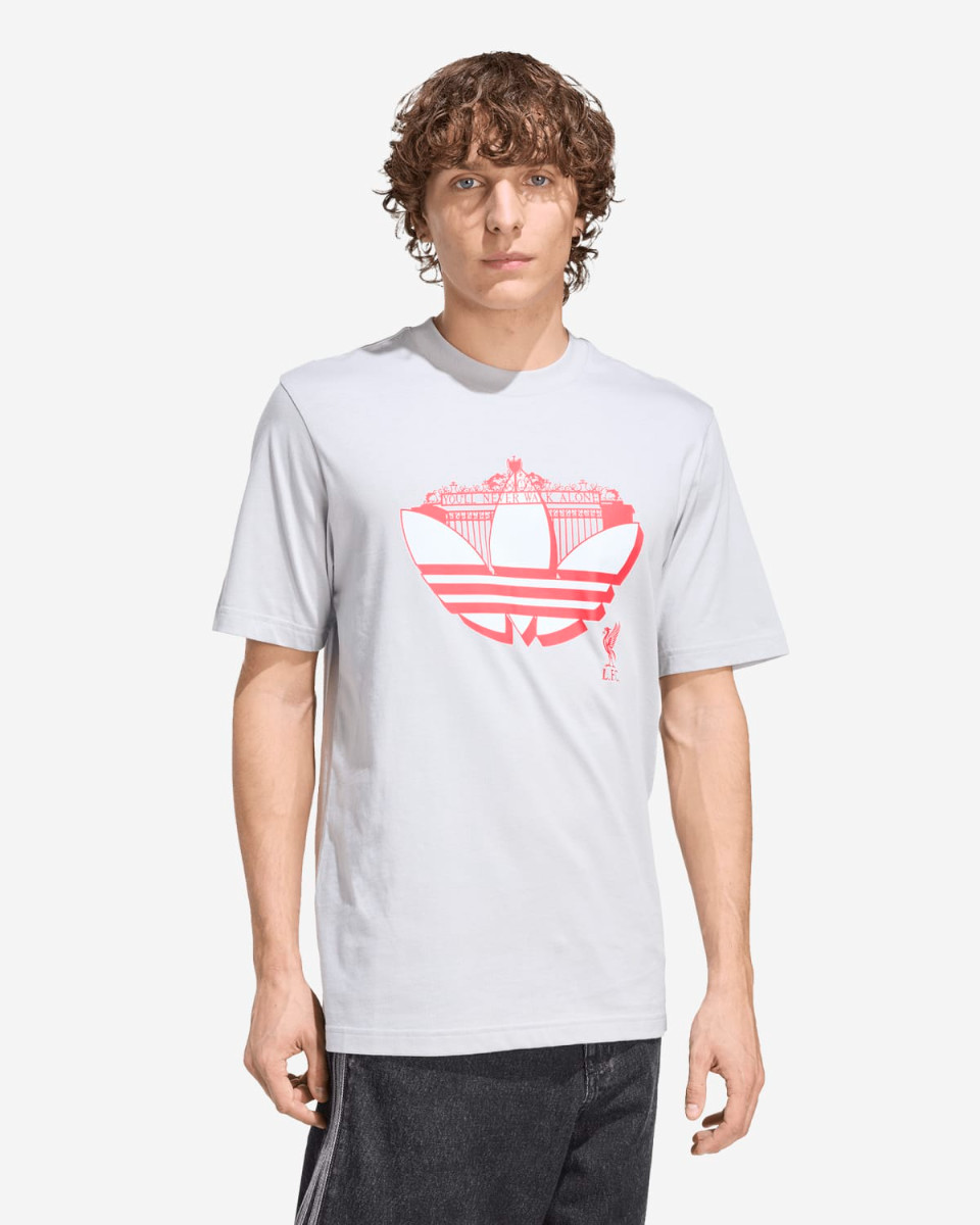 LFC adidas Mens Season Graphic Trefoil Tee Grey - Image 1