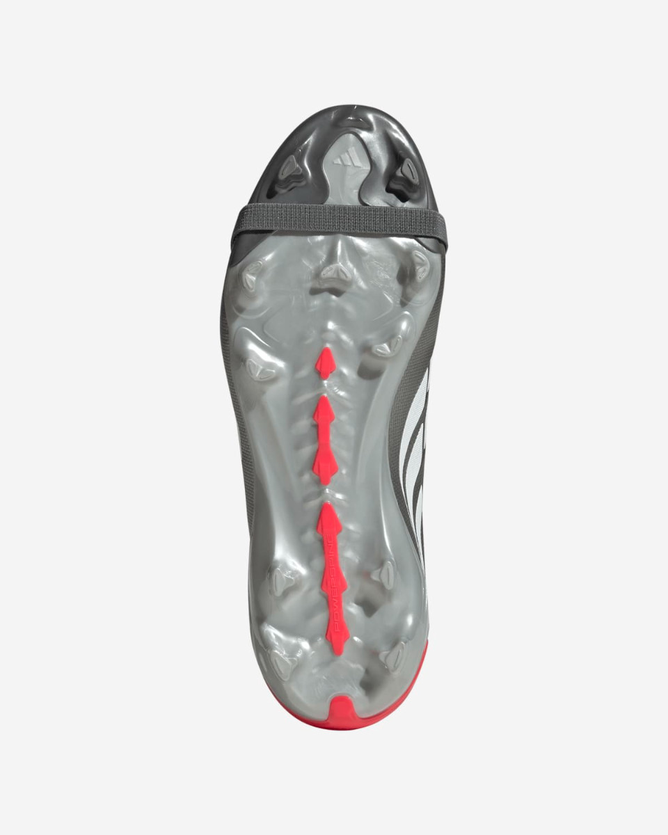 adidas Juniors Predator League Fold-Over Tongue Firm Ground Football Boots Iron Metallic/Zero Metalic/Lucid Red - Image 4