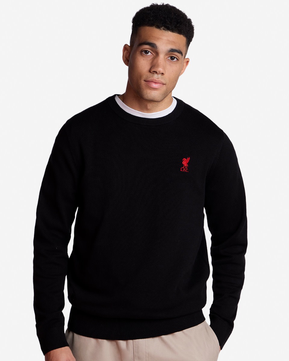 LFC Mens Crew Neck Knit Sweatshirt Black - Image 1
