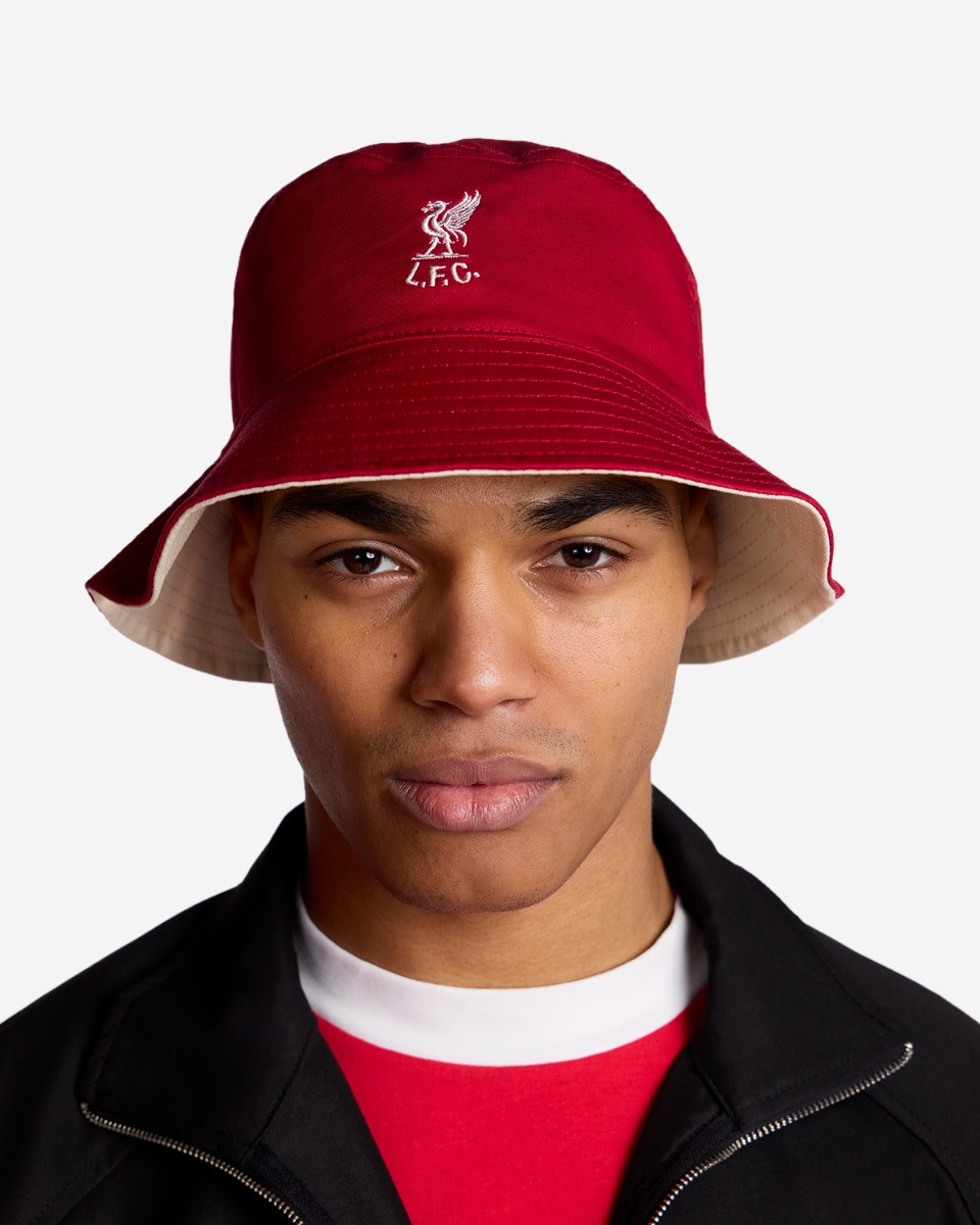 LFC 大人用リバーシブルシャンクリーバケットハットレッド & エクリュ - Image 1