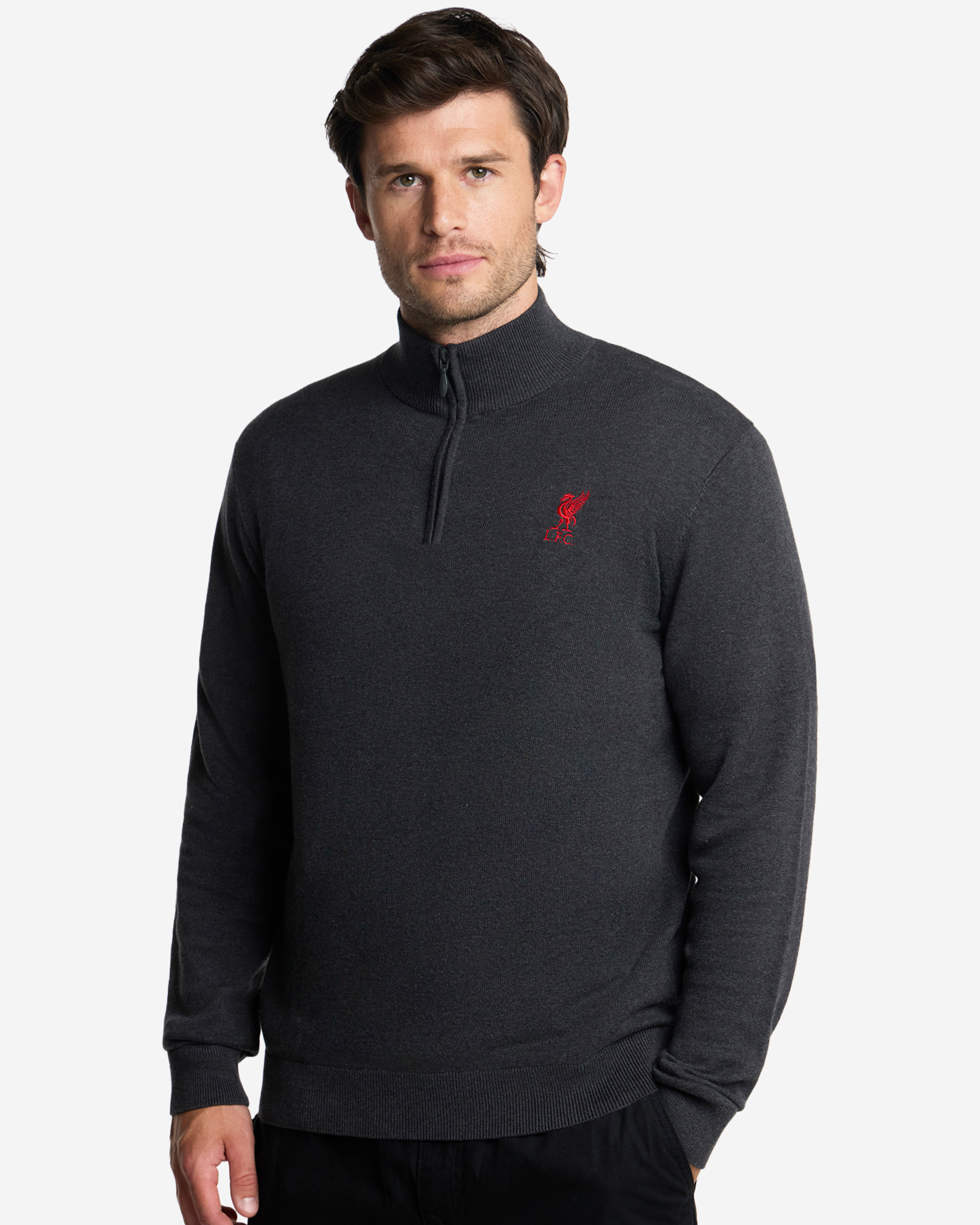 LFC Herren-Strickpullover mit Viertelreißverschluss, Anthrazit - Image 1