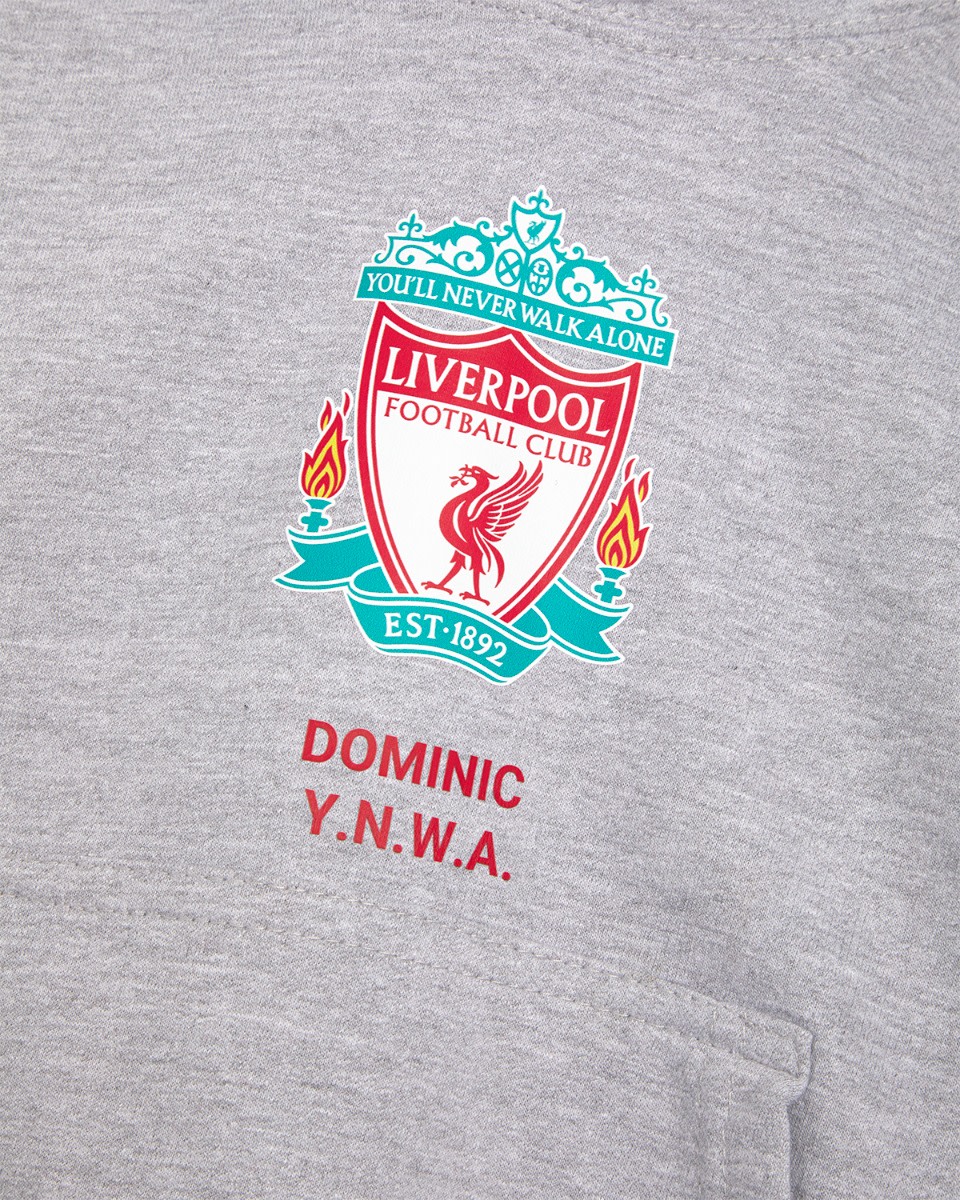 LFC Junior Crest Personalisierbarer grauer Kapuzenpulli - Image 3