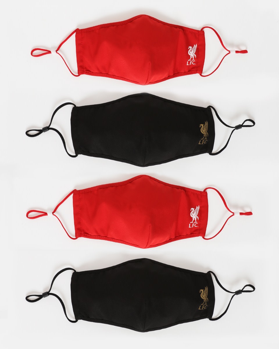 LFC Adults 4 Pack Shaped Black & Red Face Cover - Image 1