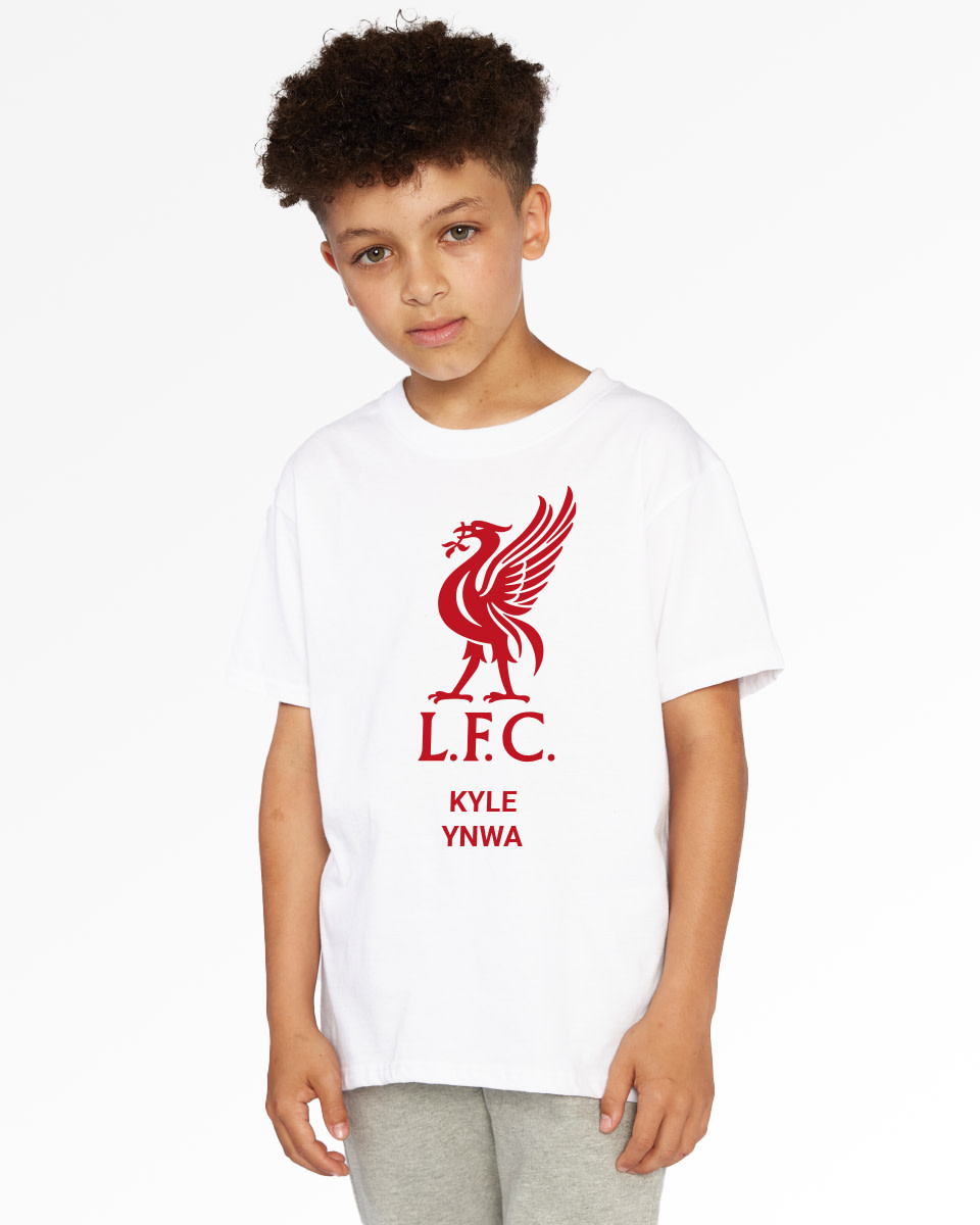 LFC Junior Red Liverbird Personalised White Tee - Image 1