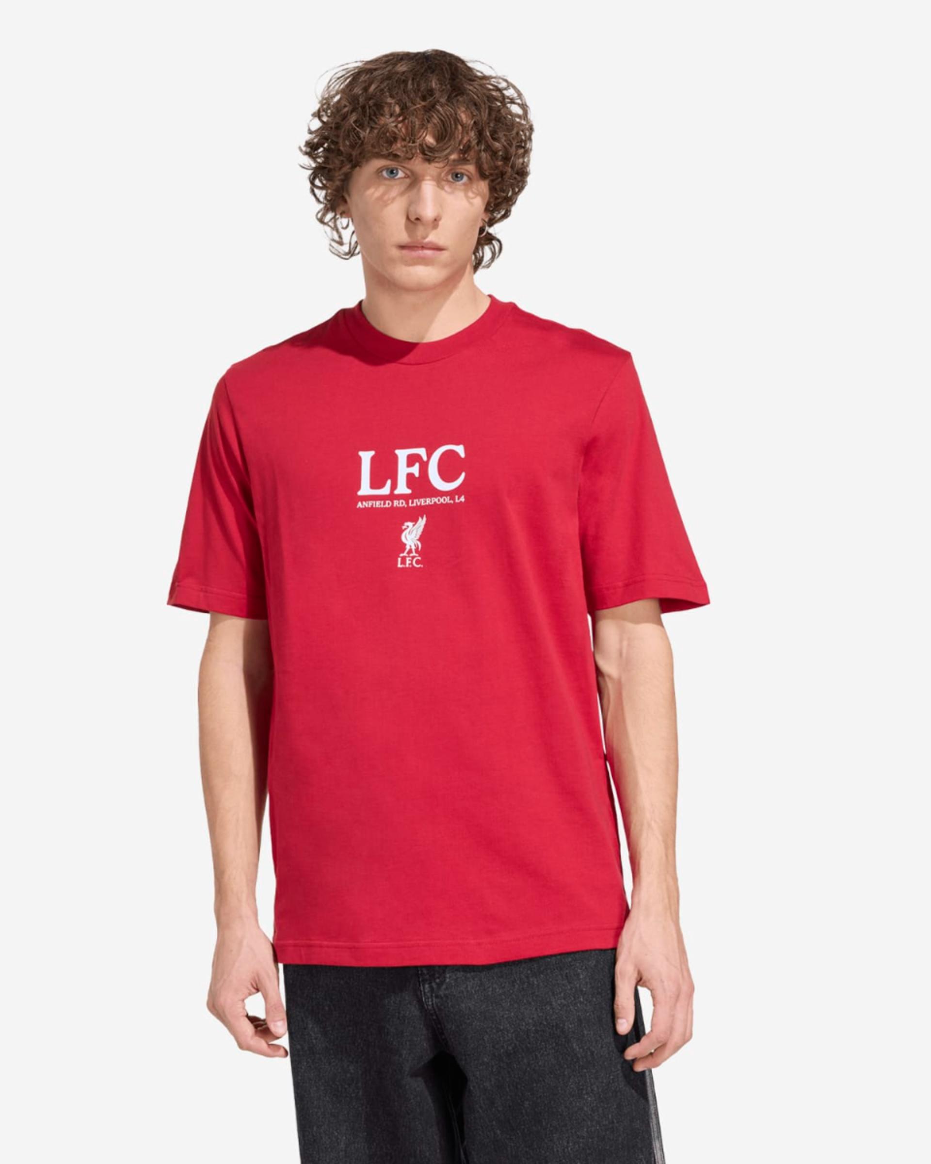 เสื้อยืดลายกราฟิกสำหรับผู้ชายรุ่น LFC adidas สีแดง - Image 1