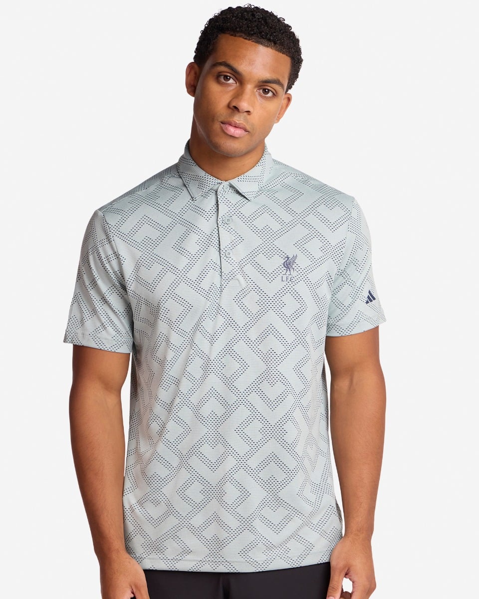 LFC adidas Adults Ultimate365 Golf Jacquard Polo Shirt Wonder Sage & Navy - Image 1