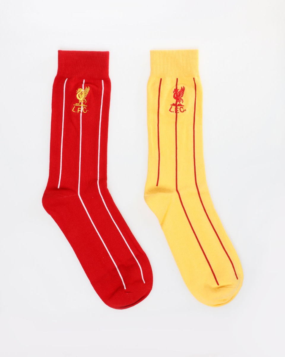 Pack de 2 pares de calcetines Heritage 82 de LFC, color rojo y amarillo - Image 1