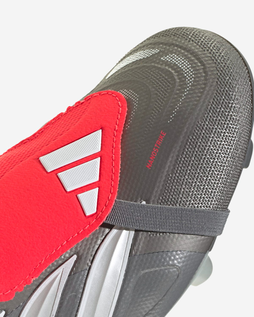 adidas Adults Predator League Fold-Over Tongue Firm Ground Football Boots Iron Metallic/Zero Metalic/Lucid Red - Image 2