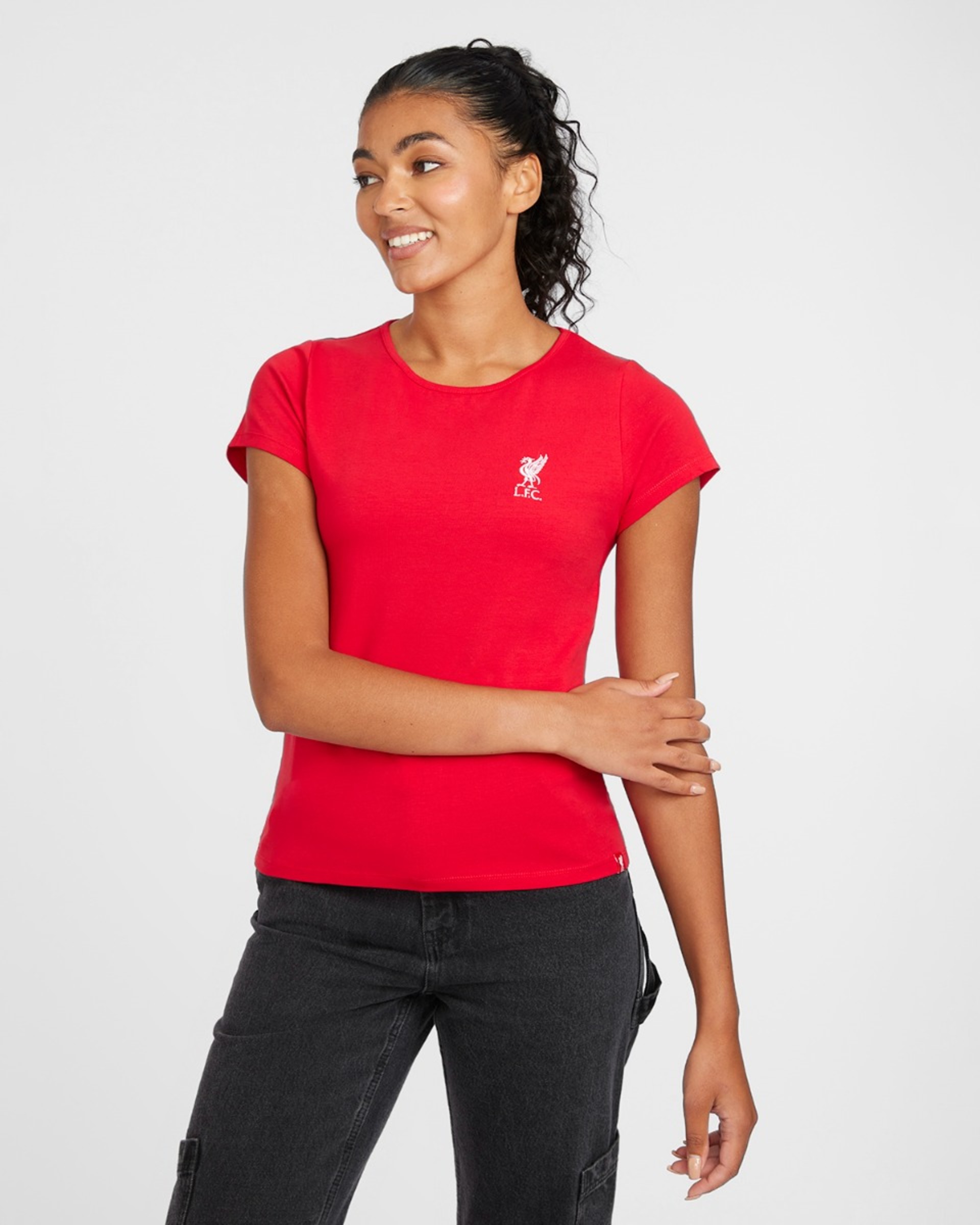 Camiseta roja con el escudo de Liverbird de LFC para mujer - Image 4
