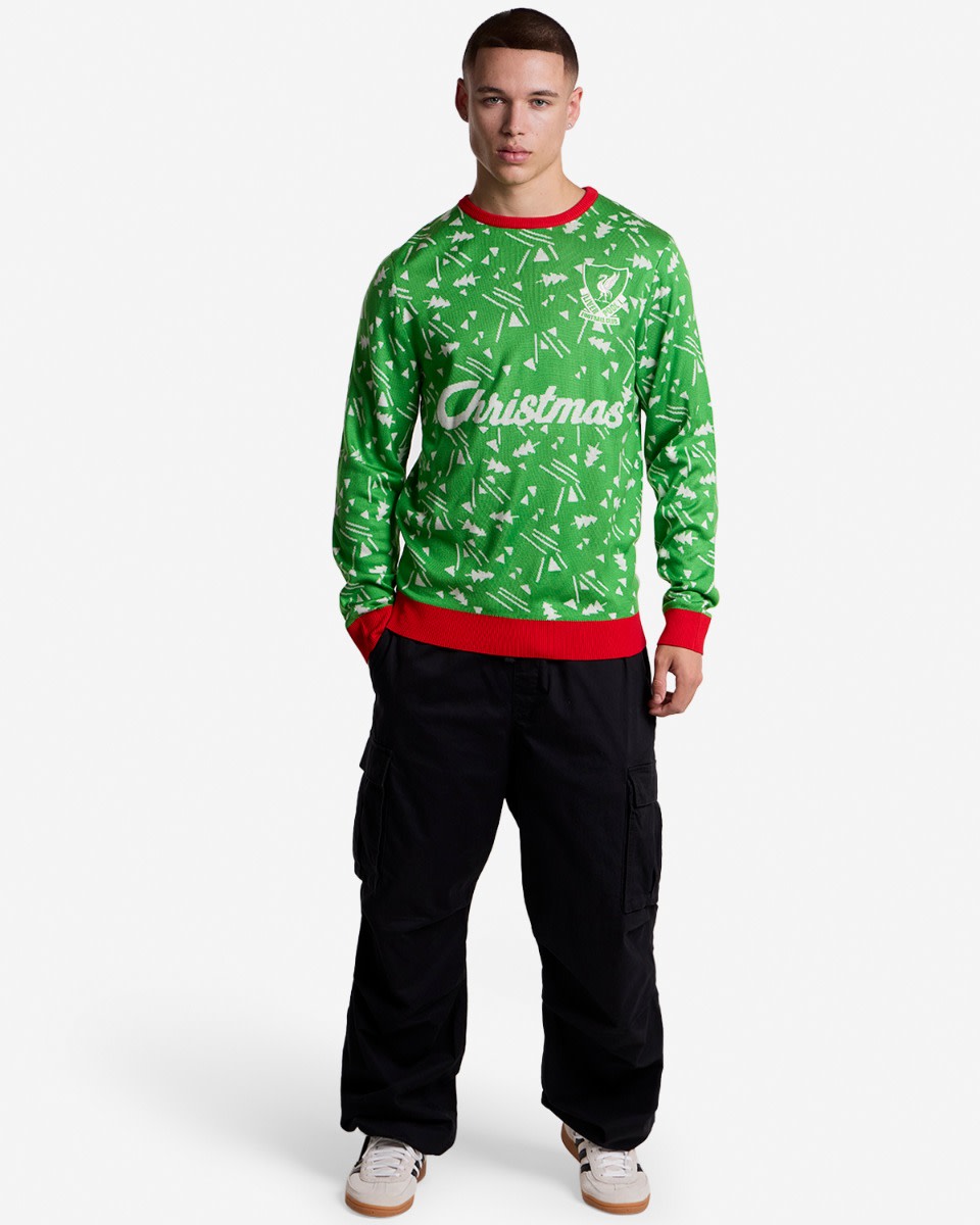 LFC Adults Retro Christmas Jumper Green - Image 4