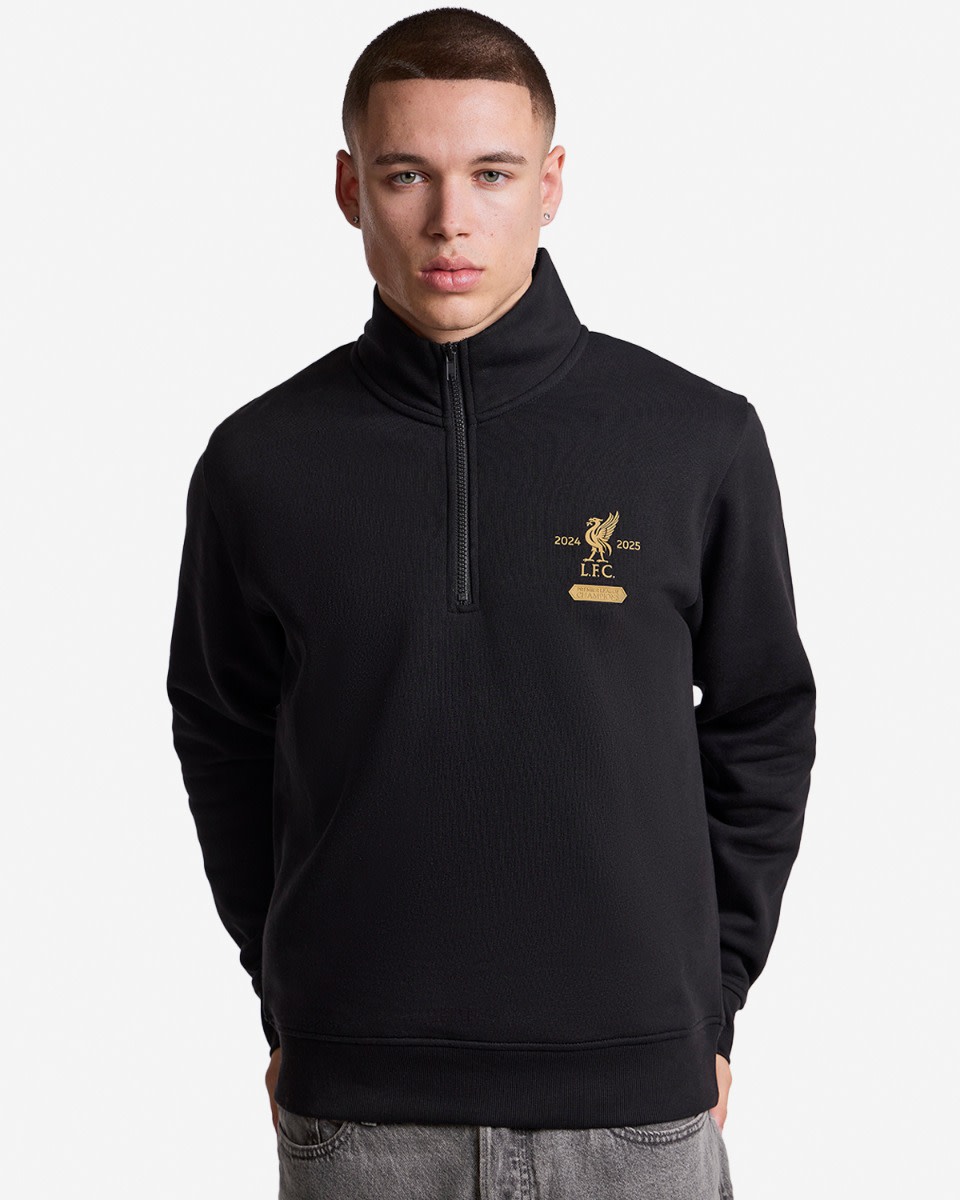 LFC Mens Champions 1/4 Zip Sweater Black - Image 1