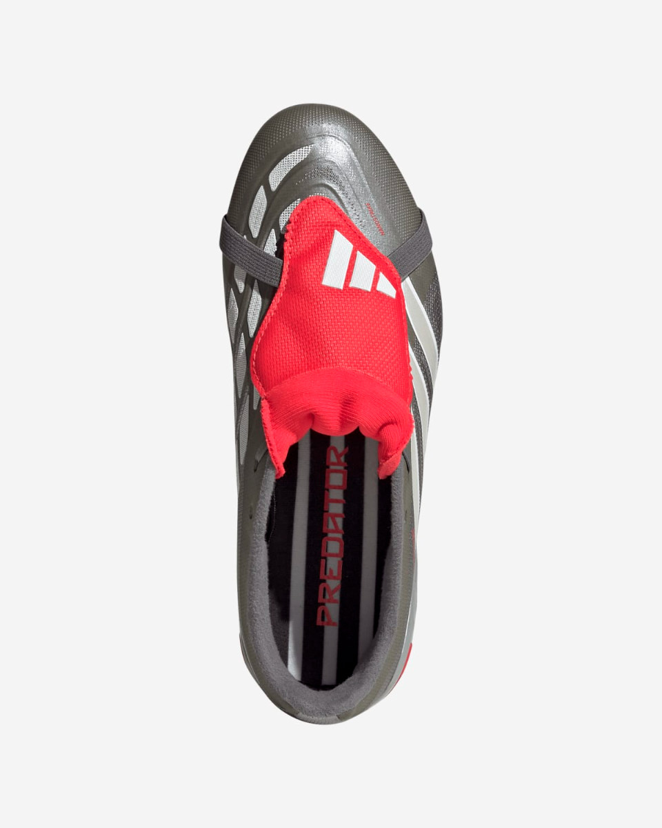 adidas Juniors Predator League Fold-Over Tongue Firm Ground Football Boots Iron Metallic/Zero Metalic/Lucid Red - Image 3