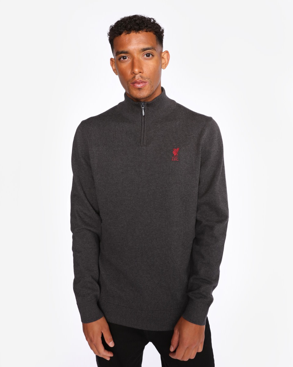 LFC Strickpullover aus Baumwolle mit Viertelreißverschluss Anthrazit - Image 3