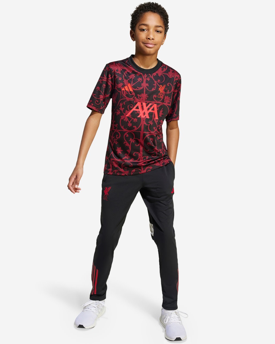 LFC adidas Youth 25/26 Short Sleeve Pre-Match Shirt Black - Image 4
