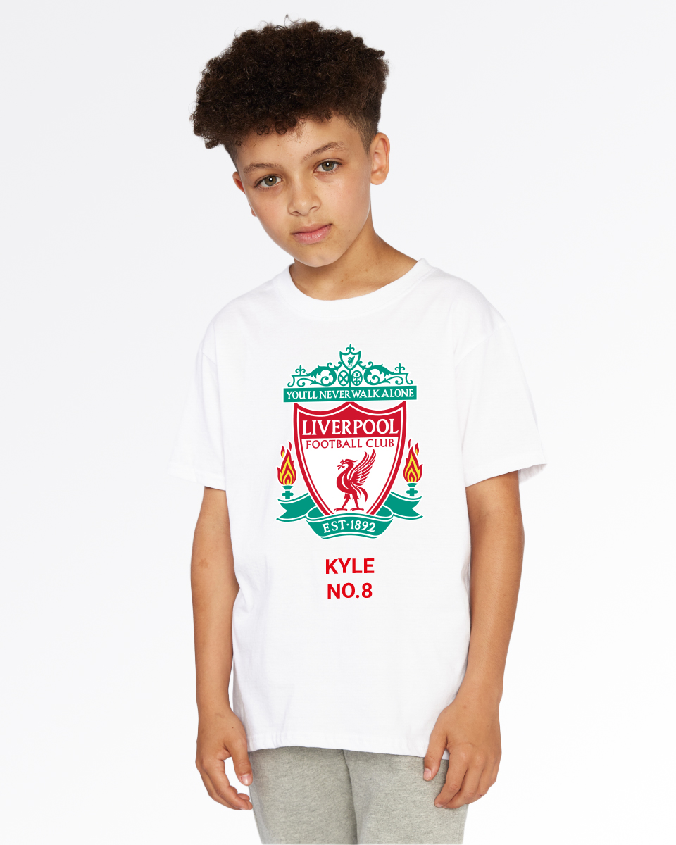 LFC Junior Crest personlig vit T-shirt - Image 1