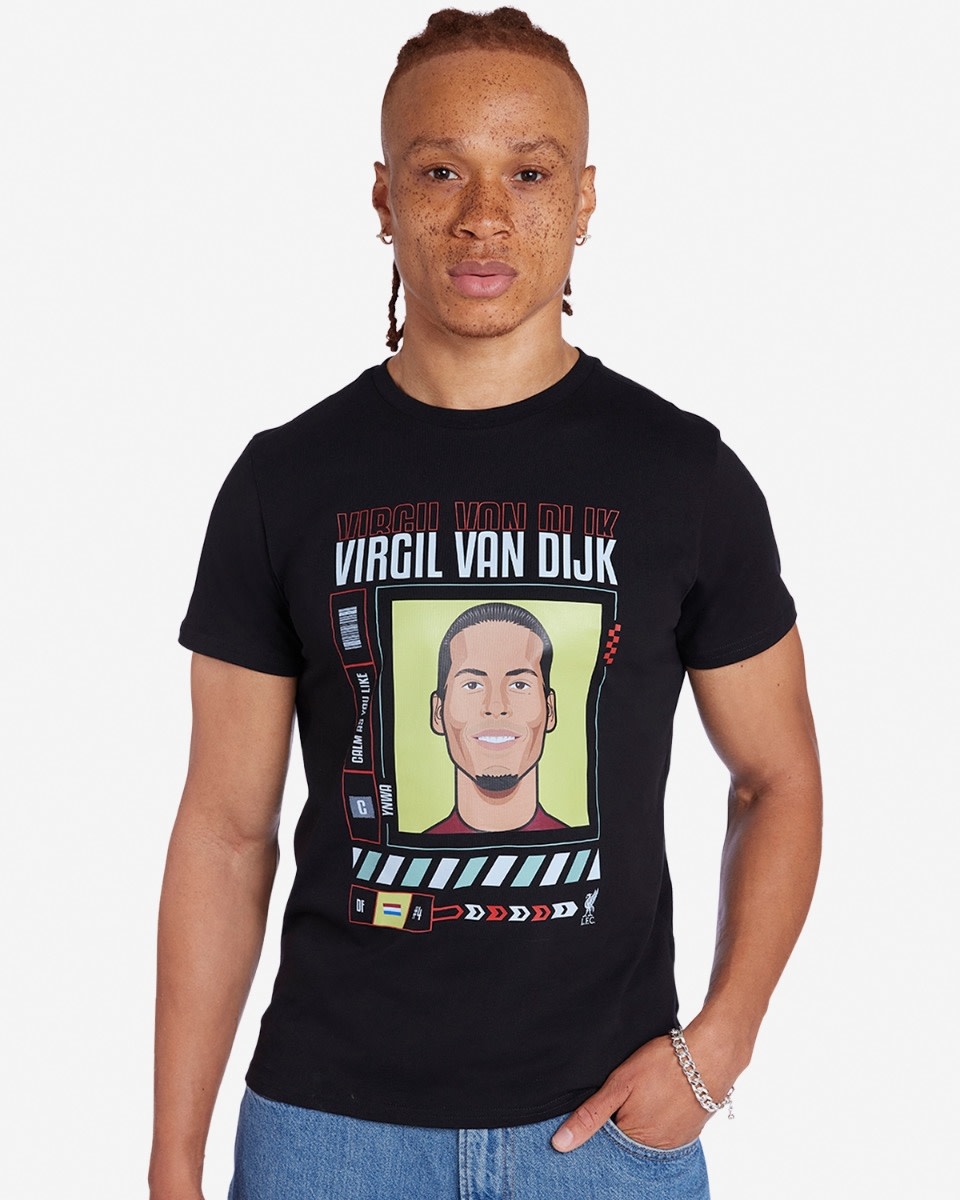 LFC Adults Virgil Van Dijk Tee Black - Image 1