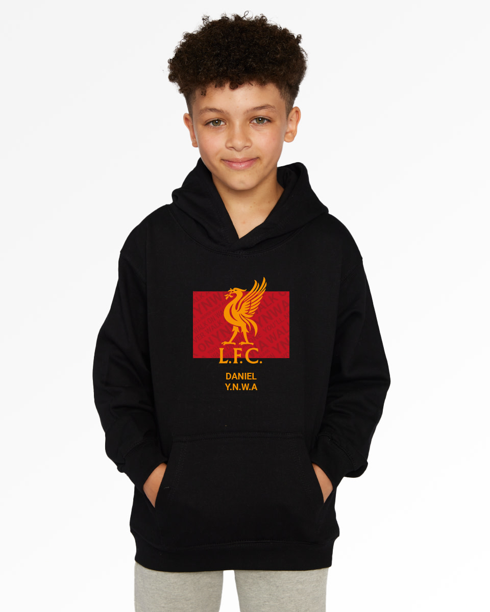 LFC Junior Liverbird Personalised Black Hoody - Image 1