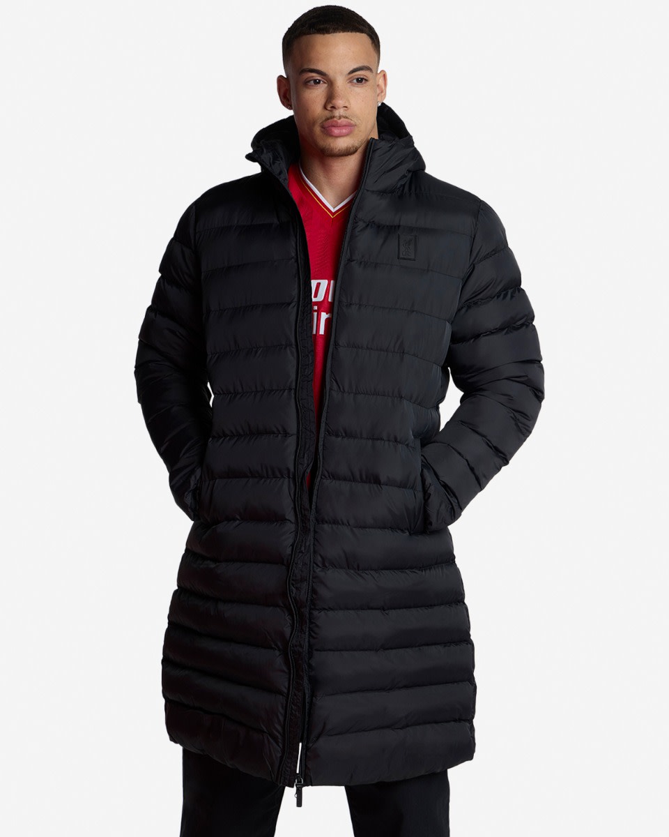 LFC Mens Long Puffa Coat Black - Image 1