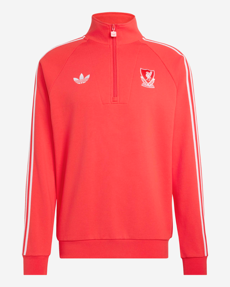 LFC adidas Originals Mens Half Zip Top Red