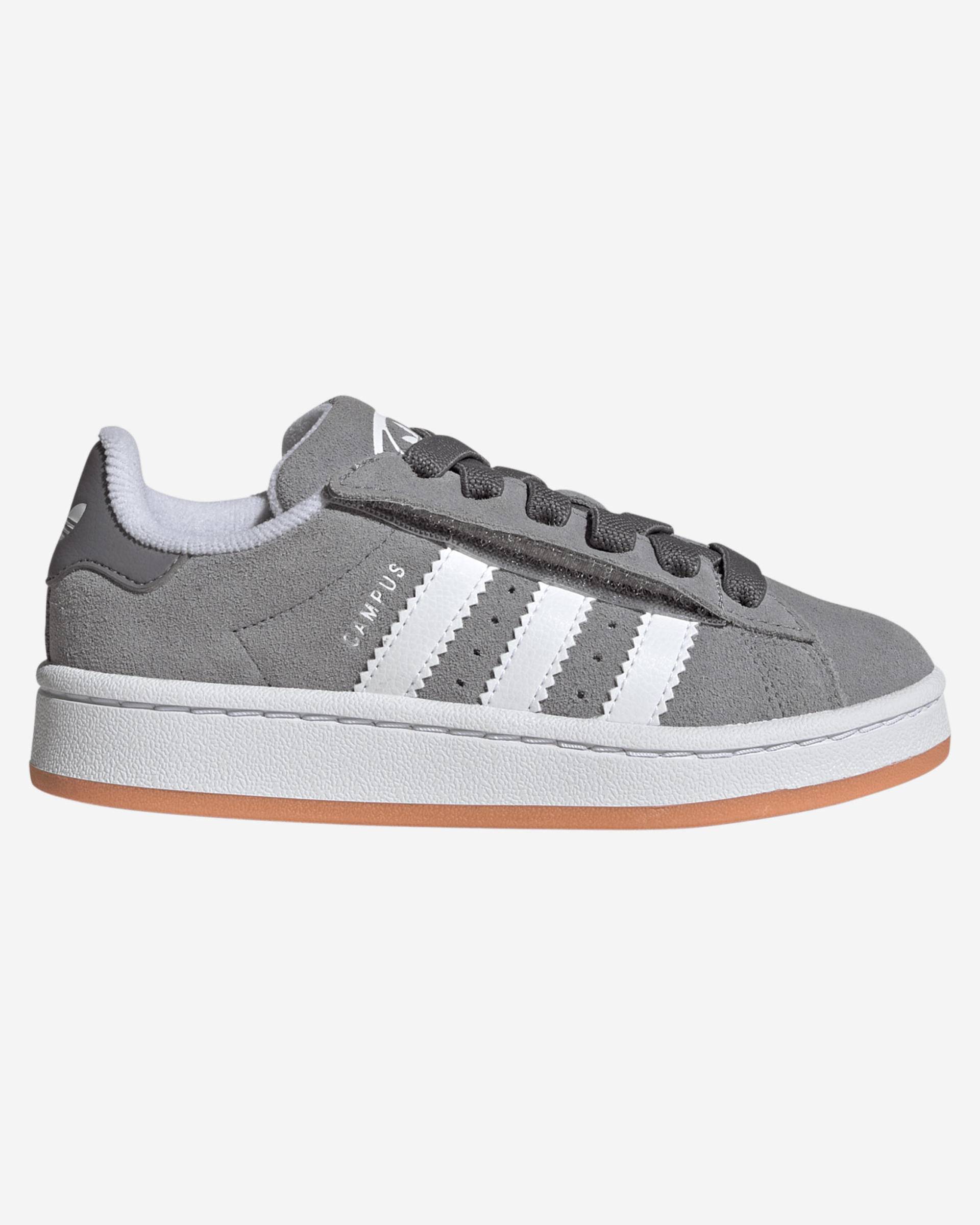 adidas Juniors Campus 00s รองเท้าส้นท์ลูกไม้ยางยืดแบบปิดคอมฟอร์ท สีเทาและสีขาว - Image 1